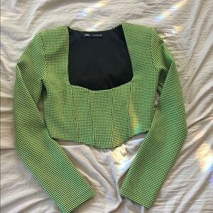 Zara Green Checkered Women's Top